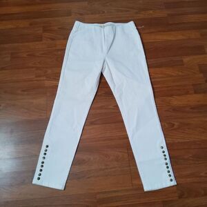 NWOT Soft Surroundings The Ultimate Pull On Snap High Waist Crop Jeans M White